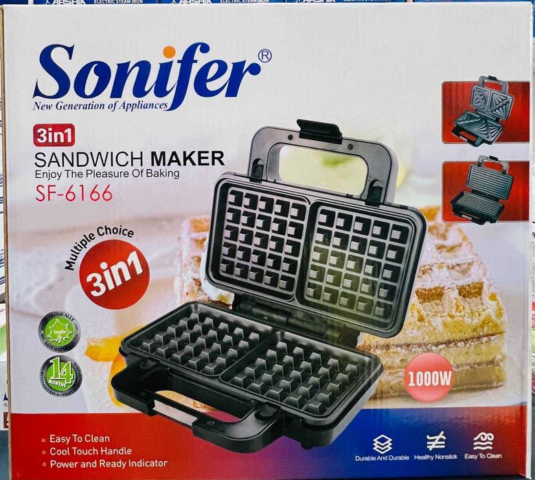 Сэндвичница 3 в 1 Sonifer SF-6166/Sendvichnitsa Sonifer SF-6166  to35