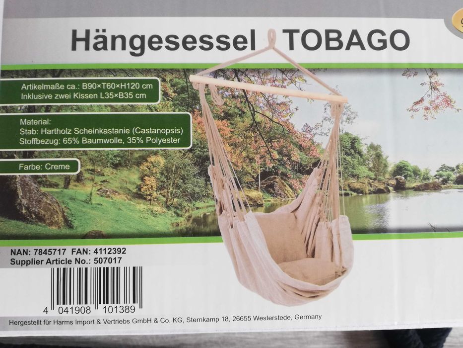 Висящ стол тип люлка хамак с 2 възглавниците