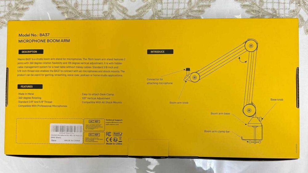 Maono PD300X черный микрофон с профессиональной студийной стойкой BA37