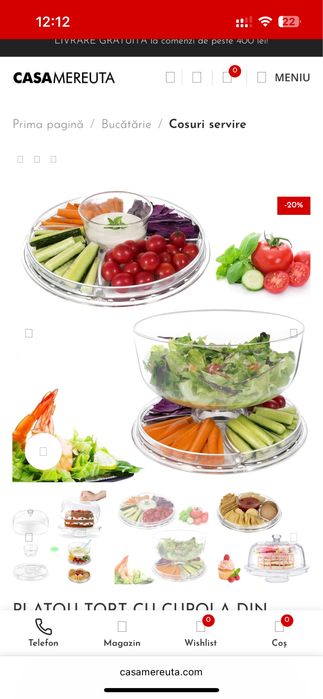 Platou tort cu cupola din sticla 6 in 1