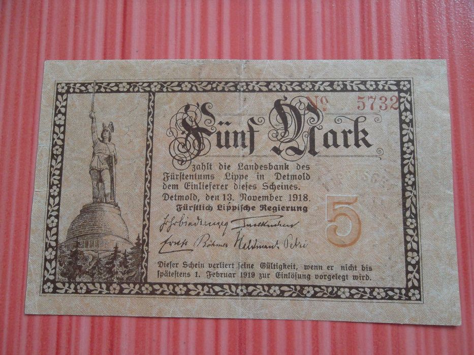 Германия(Детмольд) 5 марок 1918г. (5732)