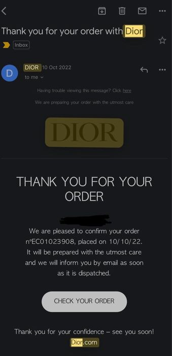 Dior b23 factura  42