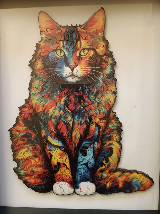 Tablou jigsaw puzzle pisica, pasarea phoenix, paun, tigru, peisaj