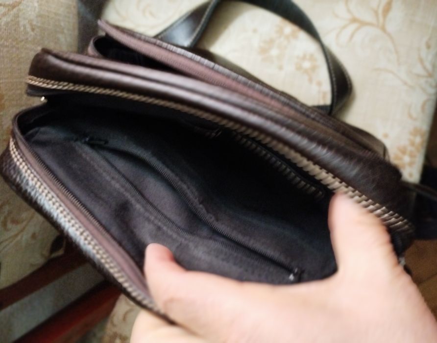 Borsetă piele bărbați maro închis, nouă!!!