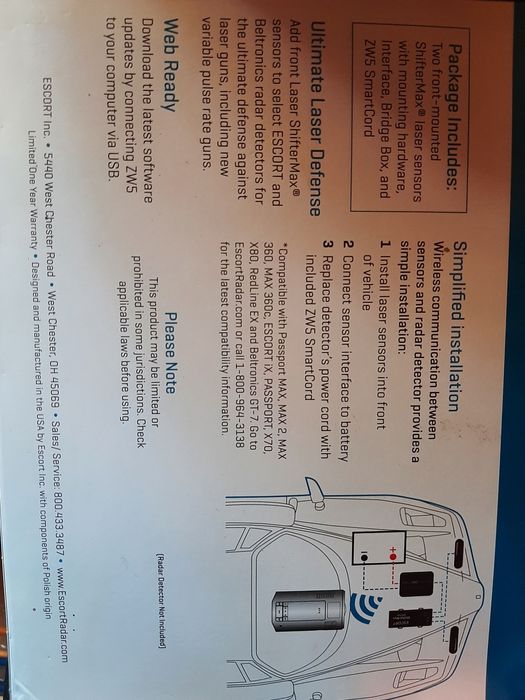 Escort ZW5 wireless + escort 360 max анти радар и радар детектор