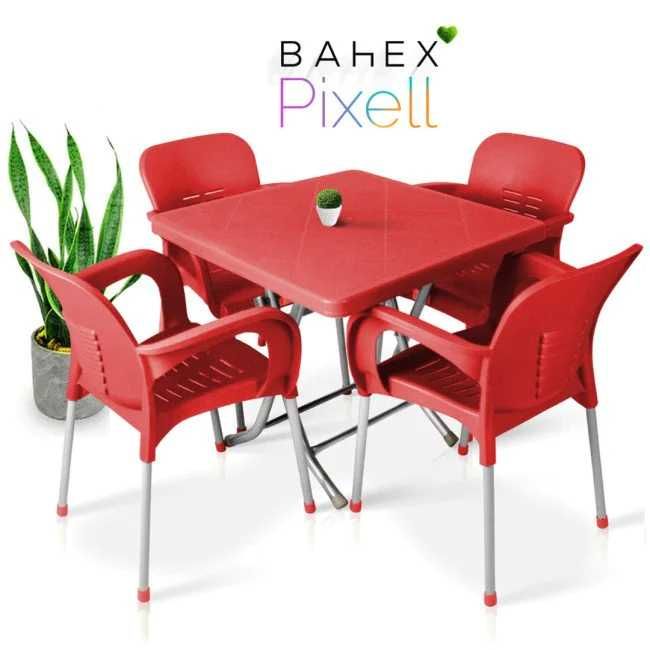 Комплект маса +4 стола 7 цвята син сив бежов зелен оранж червен мод.8в