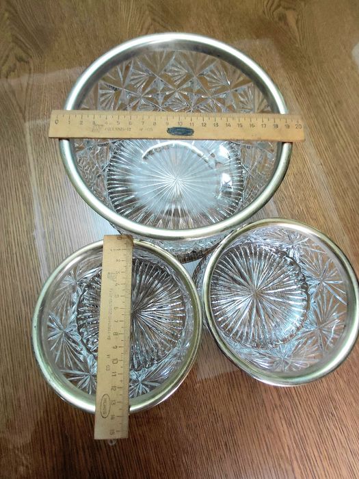 Хрусталь Вазы с мельхиоровым ободком