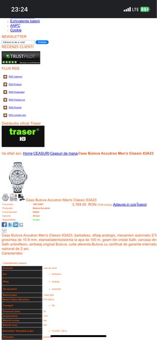 Ceas bulova accutron clasic