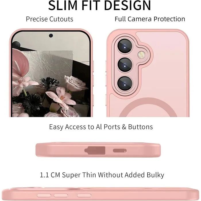 Матов magsafe кейс за samsung galaxy s26+ plus - розов - със защита на