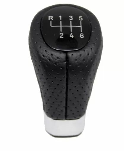 Топка за скоростен лост за BMW с 6 скорости - черна кожа с пори