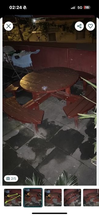 Vand masa curte gradina lemn masiv ofer transport inclus   iasi