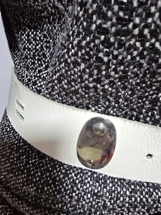 Curea alba piele naturala;