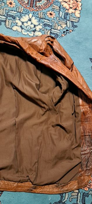 Jachetă / Sacou lung damă piele naturală patchwork maro XL - 50 Lei