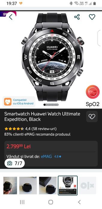 Smartwatch Huawei Ultimate Expedition black 48 mm-cu  garanție