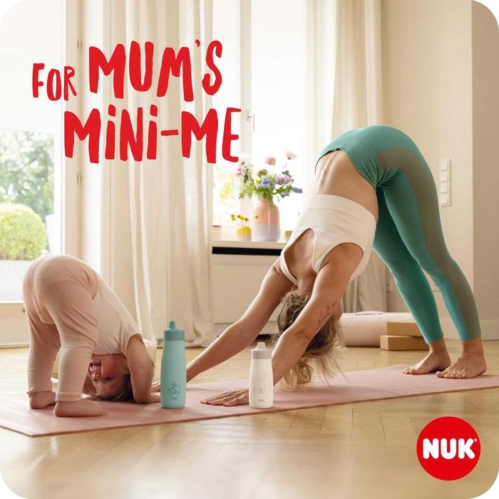 NUK Mini-Me Sip – Детска бутилка за вода, 300 мл, неръждаема стомана, 9+ месеца, Beige Fox