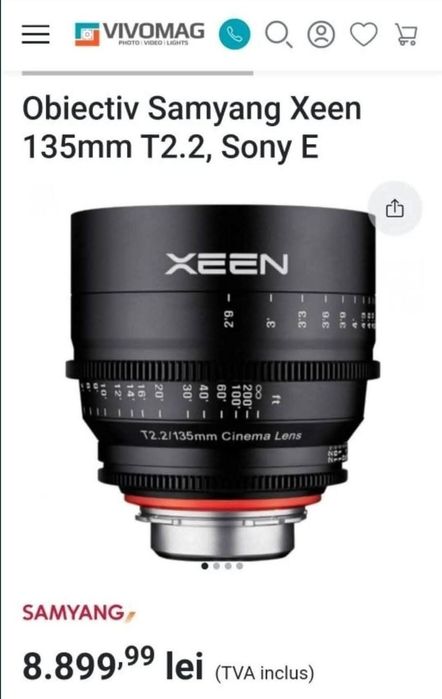 Samyang XEEN 135mm Cinelens obiectiv video profesional Sony E