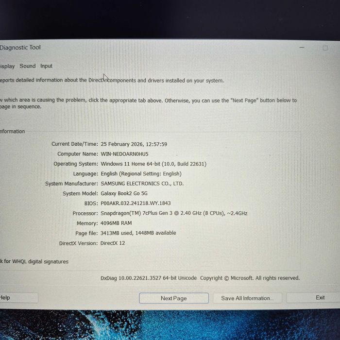 Laptop Samsung, Galaxy Book 2, Snapdragon 7C+ 4 GB 128 GB 5G