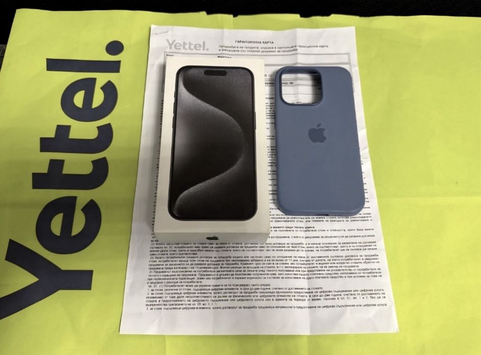***КАТО НОВ 256GB iPhone 15 Pro Yettel Гаранция 2026г. Black | Черен