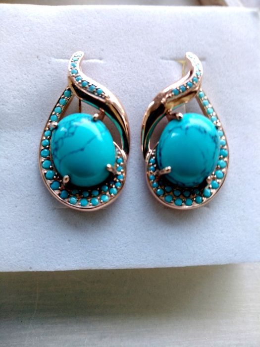 Серьги 585 бирюза