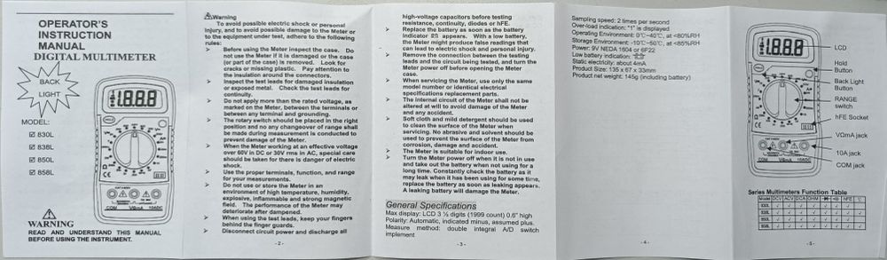 Цифровой мультиметр тестер Digital Multimeter DT-830L testr