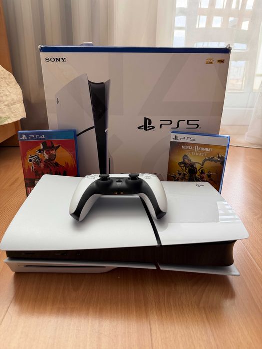 PlayStation 5 Slim 1TB + Disk Drive + 2 игри | Отличен комплект Sony | Mortal Kombat RDR