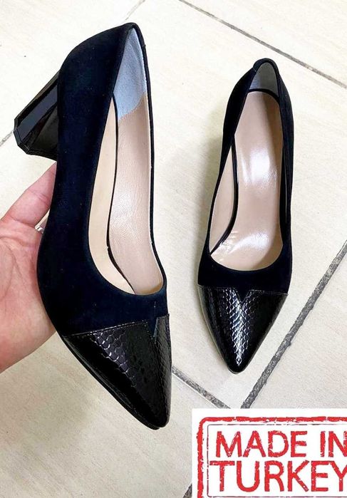 Эксклюзивные замшевые туфли лодочки натур. замша/кожа 42разм., Турция!