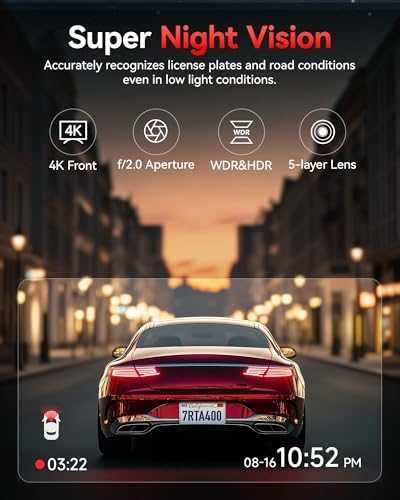 Нова Автомобилна камера 4K UHD с GPS паркинг режим и тъчскрийн за кола