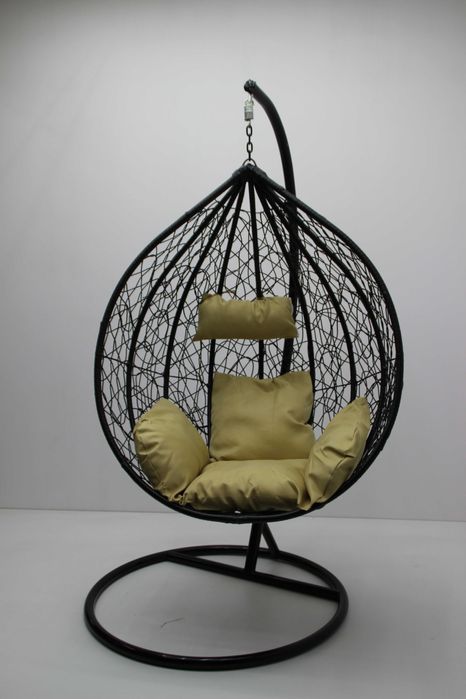 Голям Размер Градинска Люлка От Ратан - Цветове - Кафяв, Бял и Черен