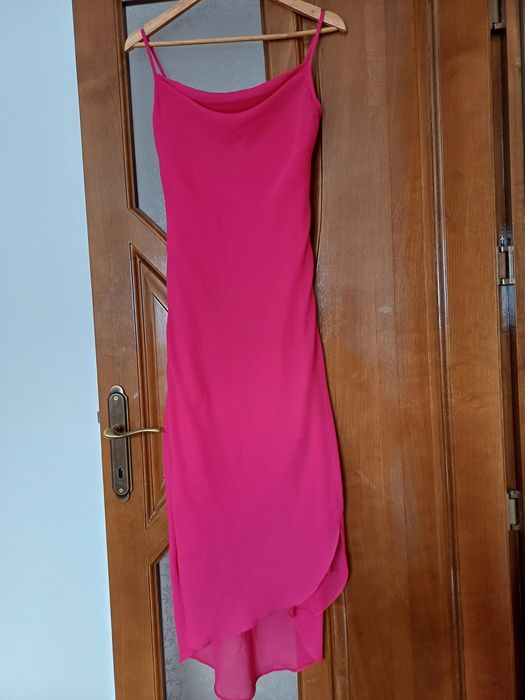 Rochie de vară satin roz de ocazii