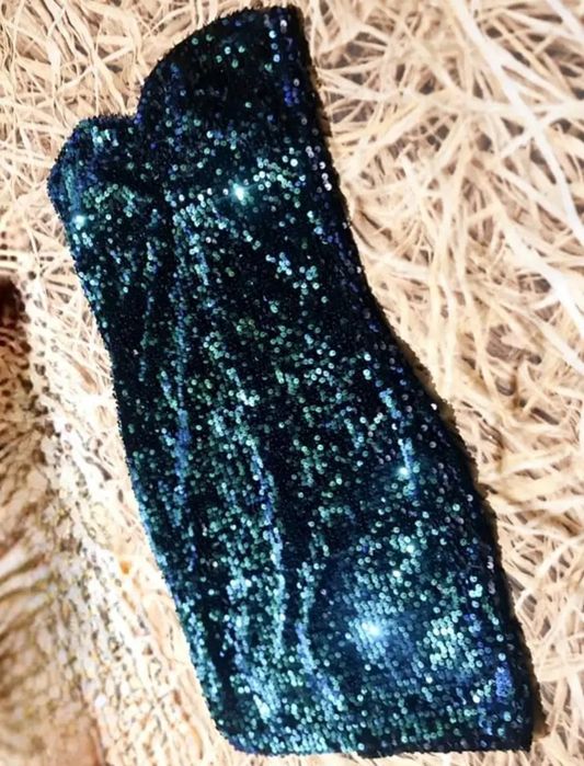 Ефектна еластична пайетирана рокля в зелено-сини  нюанси. XS-S / НОВА