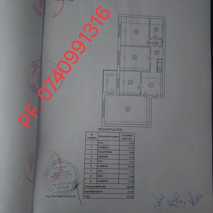 Apartament 3 camere de vânzare Păcurari