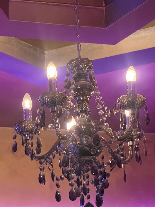 Candelabre elegante din cristal negru – 5 brațe – stare foarte bună
