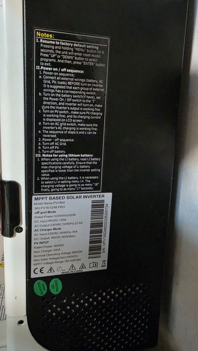 Baterii Growatt LFP 10KWh + Inverter MUST 5.2KW