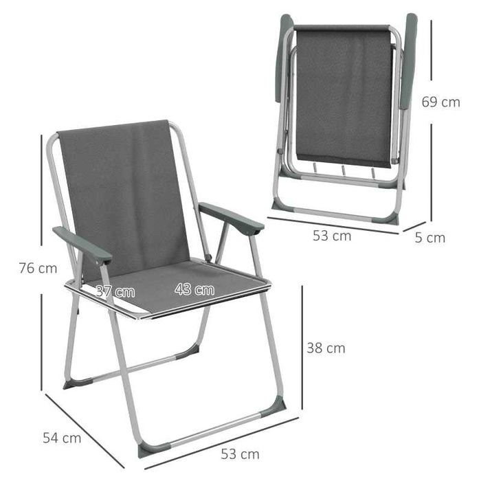 Сгъваеми 4 бр градински стола Outsunny, къмпинг стол, 53 см x 54 см x 76 см