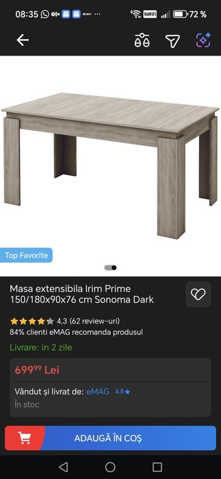 Masa extensibilă 150/180x90x76 Sonoma Dark