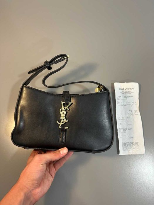 Geanta YSL Yves Saint Laurent hobo neagra croco cu praf si bon
