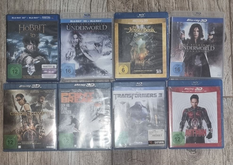 Лот от 9 оригинални 3D Blu-ray филма (Внос от Германия)