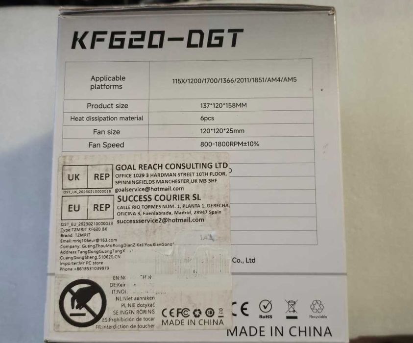 Cooler CPU TZMRIT KF620 DGT ARGB 265W TDP Intel/AMD – Alb