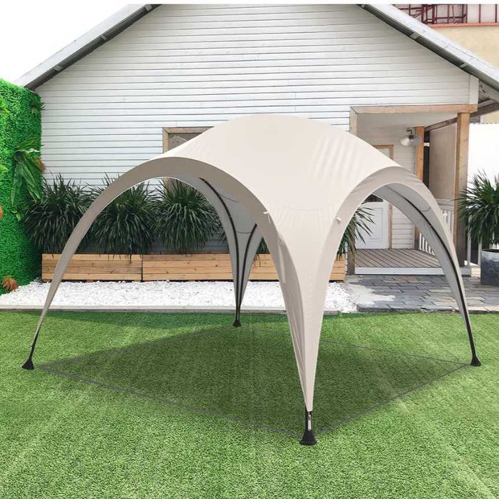 Pavilion CORT Umbrela Iglu Modern Cadru Metal Gradina Terasa Curte Rotund 3X3M Alb+ Livrare GRATUITA !