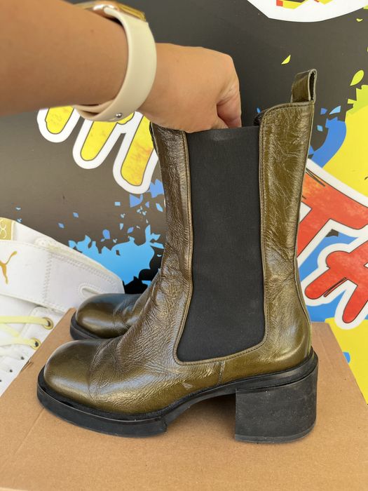 Зелени боти с лачен ефект Billi Bull номер 40