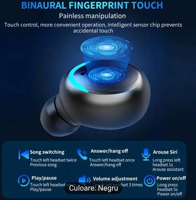 Căști cu bluetooth pt. telefon, tableta, PC, cu powerbank. NOI