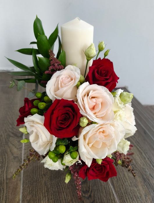 Lumânări nunta botez flori naturale