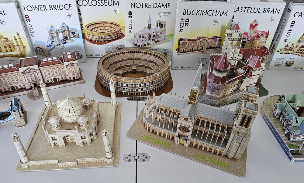 Puzzle-uri 3D - Colecție completă de 7 puzzle-uri de la Noriel