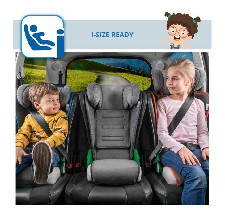 Scaun auto pentru copii Walser Noemi, Reglabil, 100/135 cm, 3-8 ani, 15-25 Kg, Antracit/Albastru