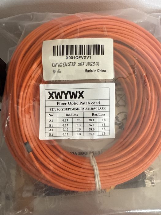 Cablu patch fibră optică 30m OM2/OM3/OM4 DX LSZH 3.0mm,duplex,ST FC SC
