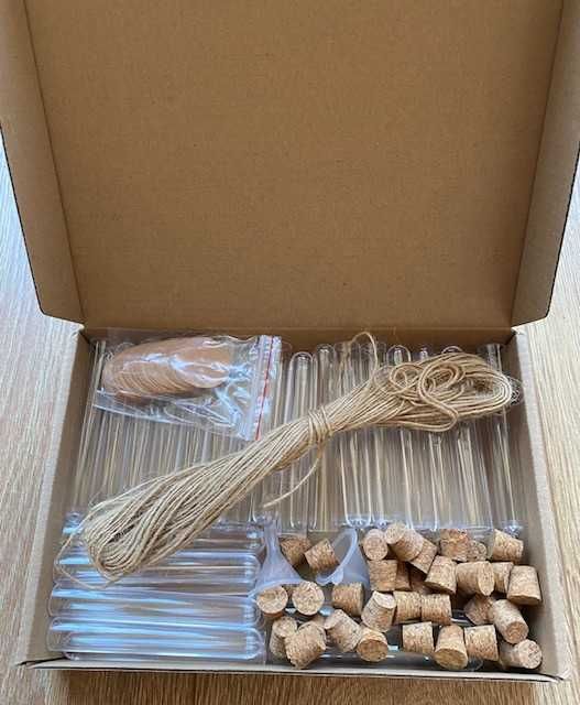 Set 42 eprubete plastic cu dop de pluta + etichete - decor/candy bar