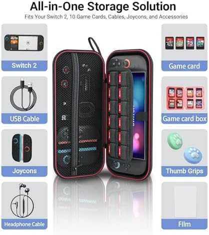 Нов Switch 2 Калъф с Джобове и Протектори – Комплект за Пътуване игри