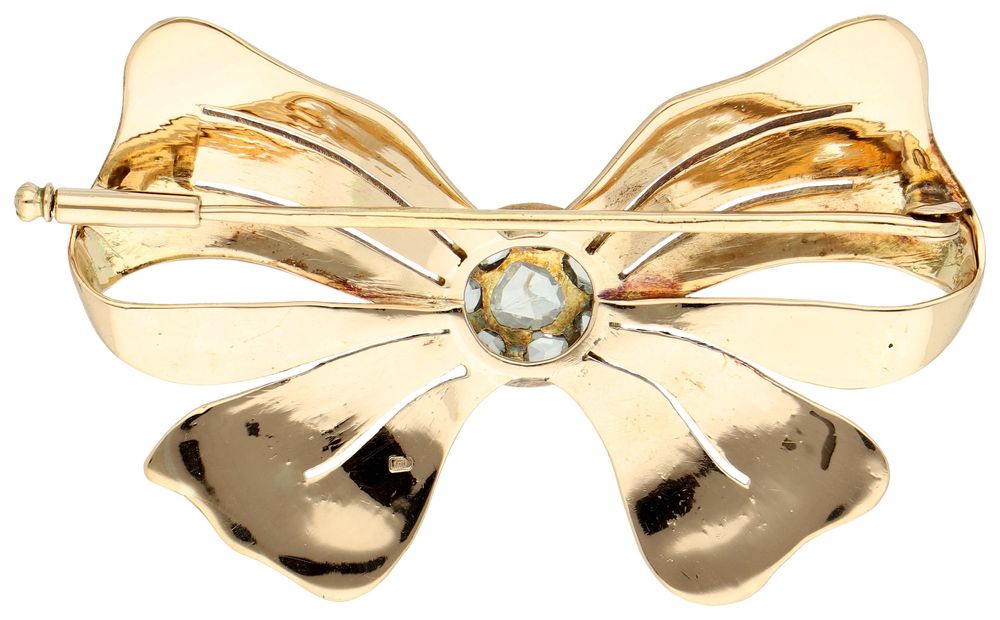 Brosa anii '50, aur 14k, diamante