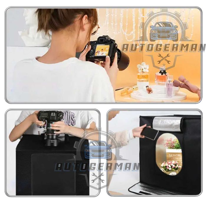 фото кутия  120см фотобокс комплект с осветление 4 фона аксесоари