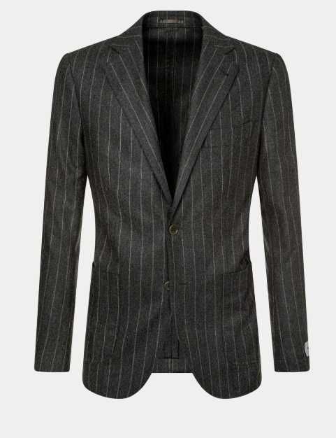 Sacou blazer slim 48 M de lux Eduard Dressler lana si bumbac gri dungi